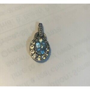Blue and white topaz petite pendant sterling silver signed